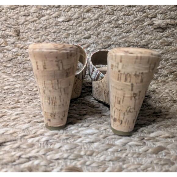 STEVE MADDEN MULTI COLORED FABRIC STRAP CORK WEDGE SURG SANDALS Size 8.5 M - Picture 8 of 10